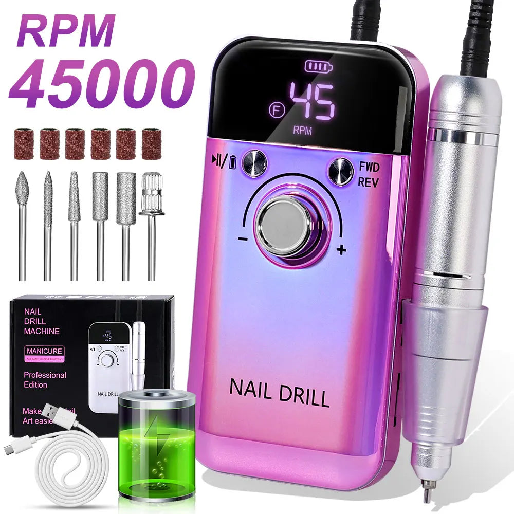Rechargeable electric nail drill