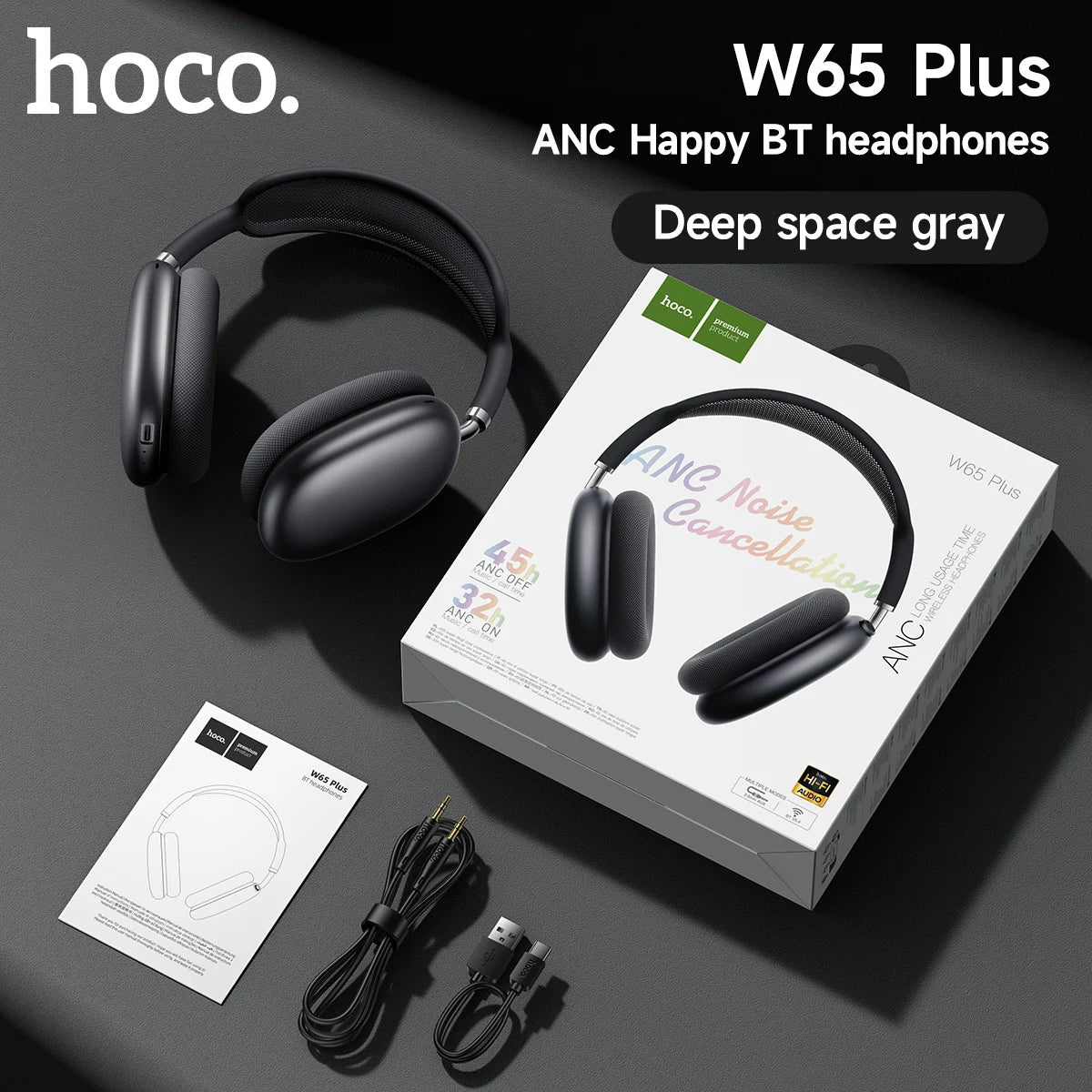 Wireless noise cancelling headphones