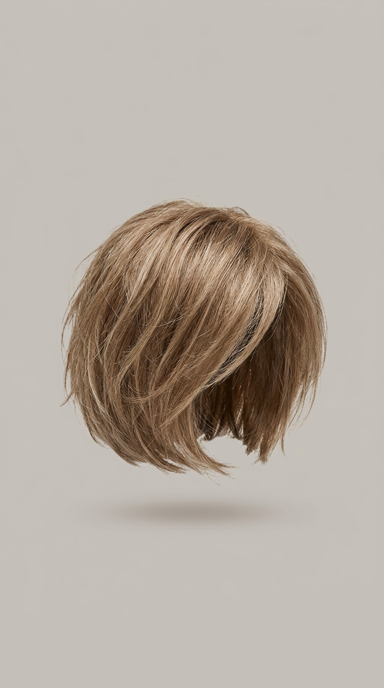 Short textured bob wig with natural part