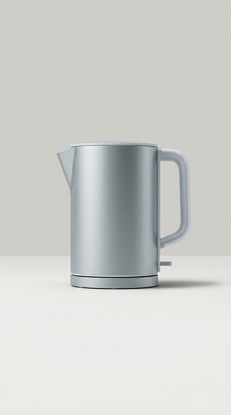 Minimalist brushed metal electric kettle