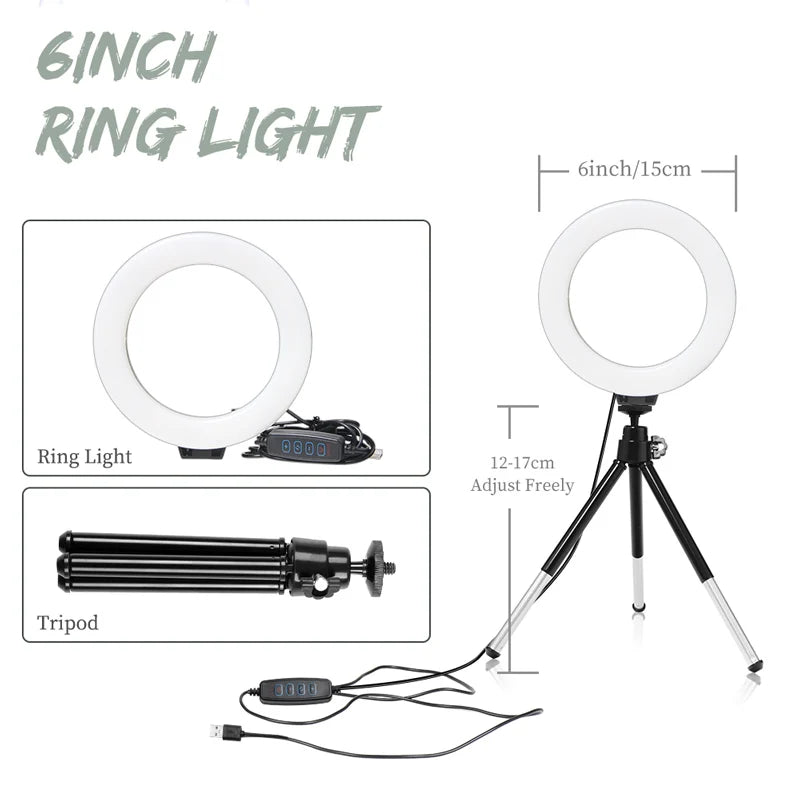 6-Inch LED Video Light Panel with RGB Filters and Tripod Kit