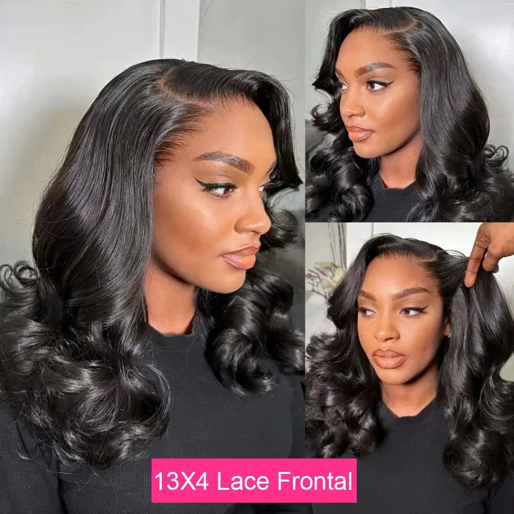 Body Wave Brazilian Virgin Human Hair Bob Wig 200% Density Lace Frontal