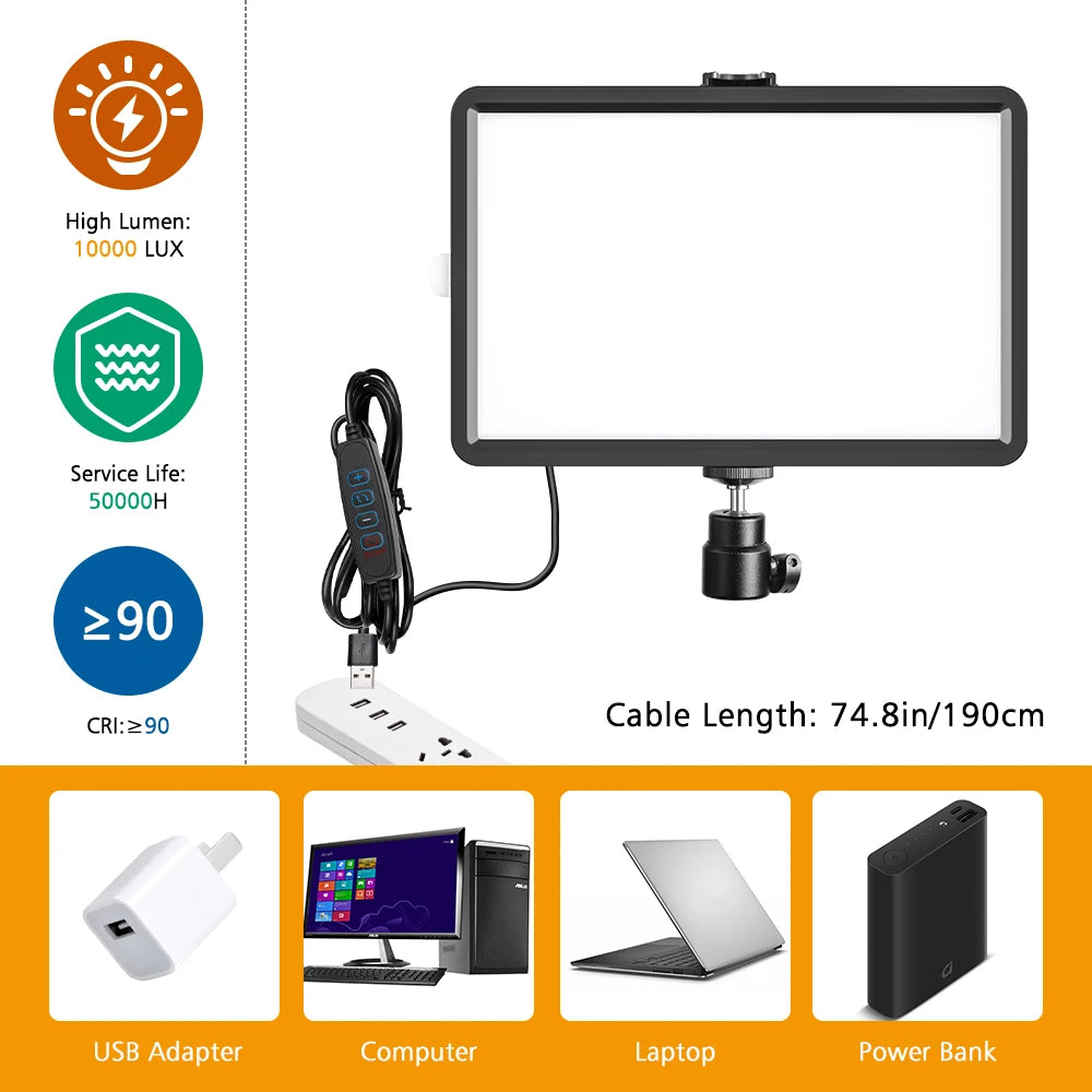 6-Inch LED Video Light Panel with RGB Filters and Tripod Kit