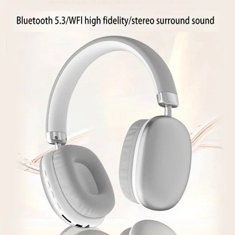 Wireless Over-Ear Fabric Headband Headphones with Noise Cancelling