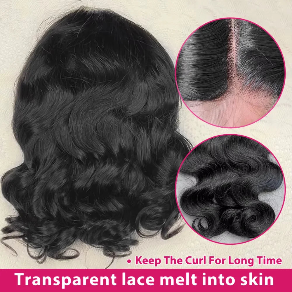 Body Wave Brazilian Virgin Human Hair Bob Wig 200% Density Lace Frontal