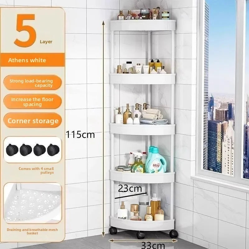5-Tier Rolling Corner Storage Rack with Wheels