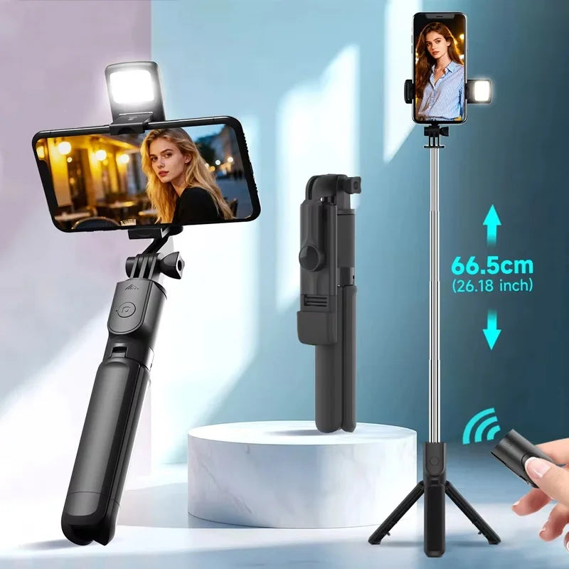Bluetooth Selfie Stick Tripod with LED Fill Light and Remote
