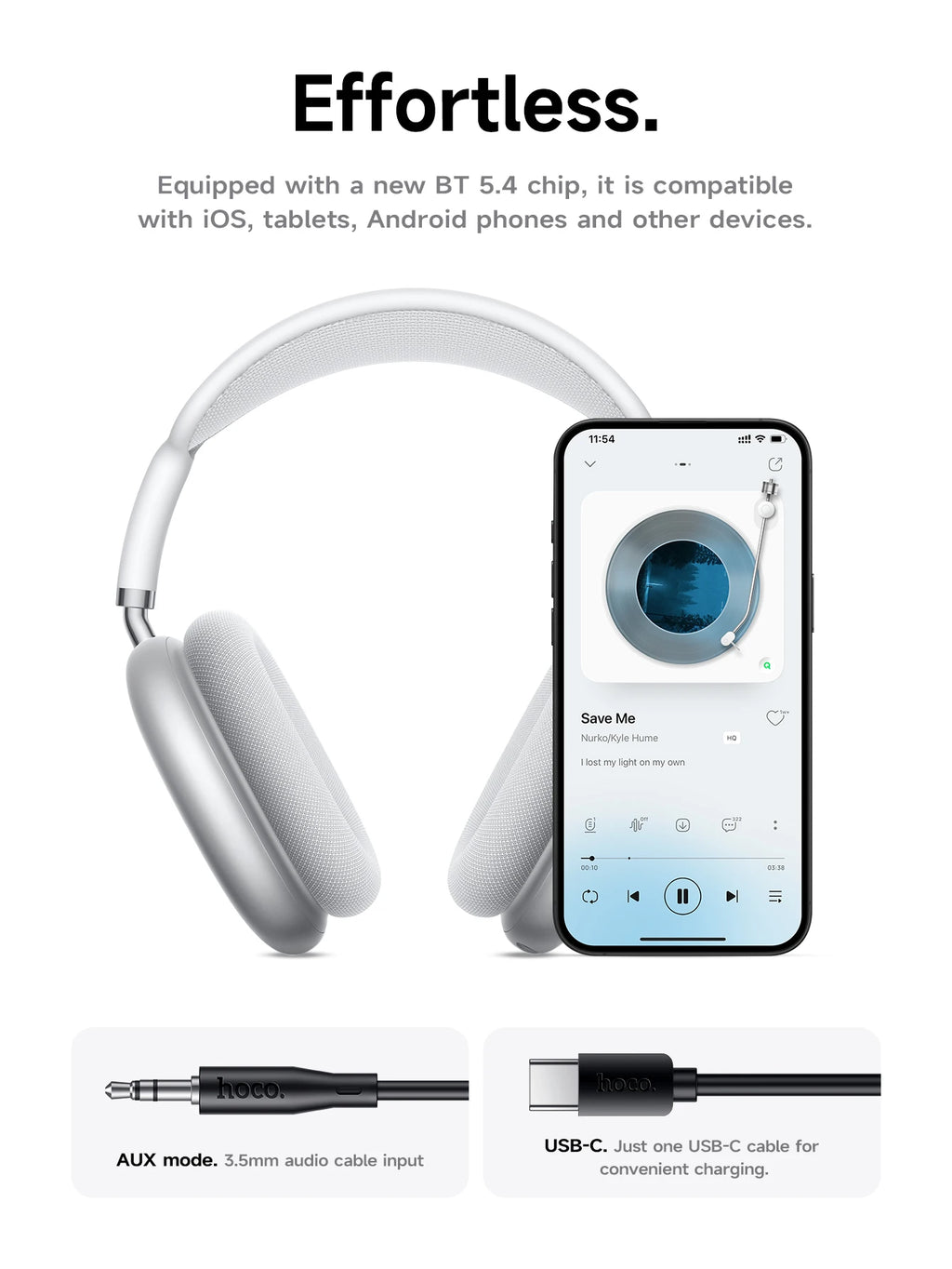 HOCO W65 Plus ANC Wireless Over-Ear Bluetooth Headphones