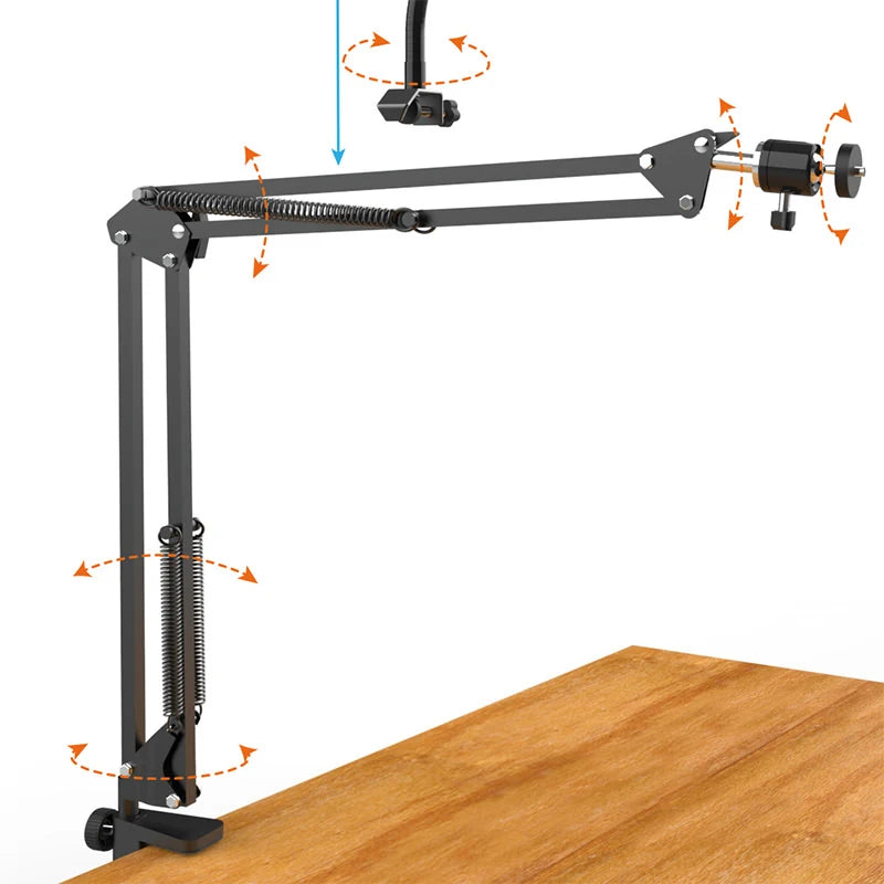 Overhead Desktop Phone Tripod with Ring Light for Video Recording