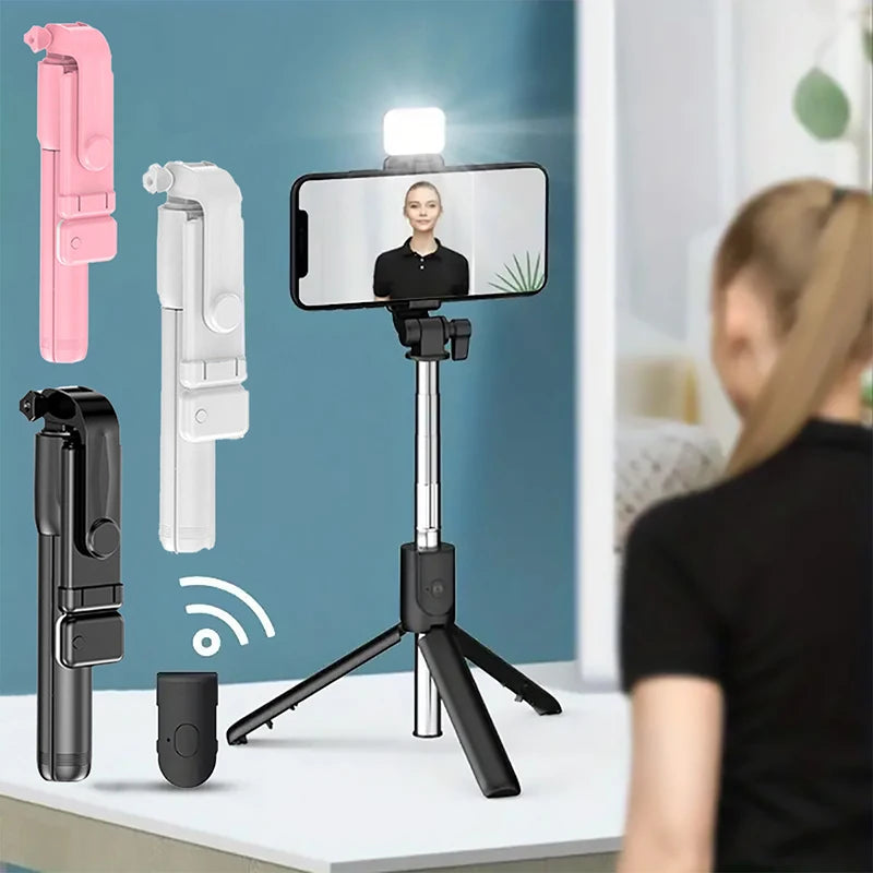 Portable Bluetooth Selfie Stick Tripod with Remote and Fill Light