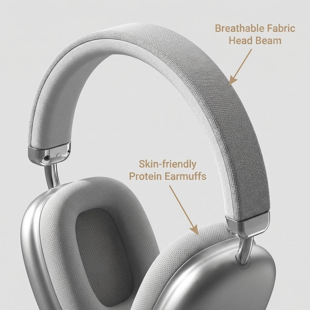 Wireless Over-Ear Fabric Headband Headphones with Noise Cancelling