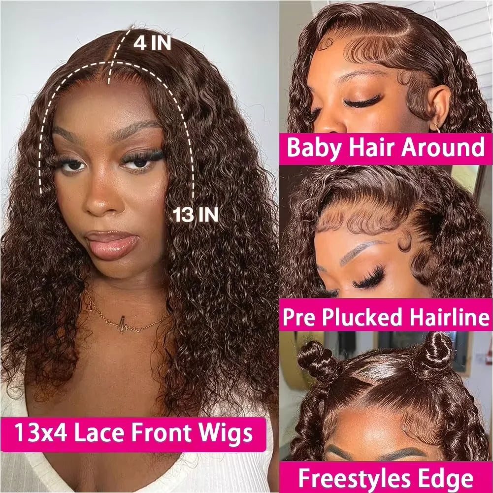 Brown Kinky Curly Short Bob Brazilian Human Hair Wig