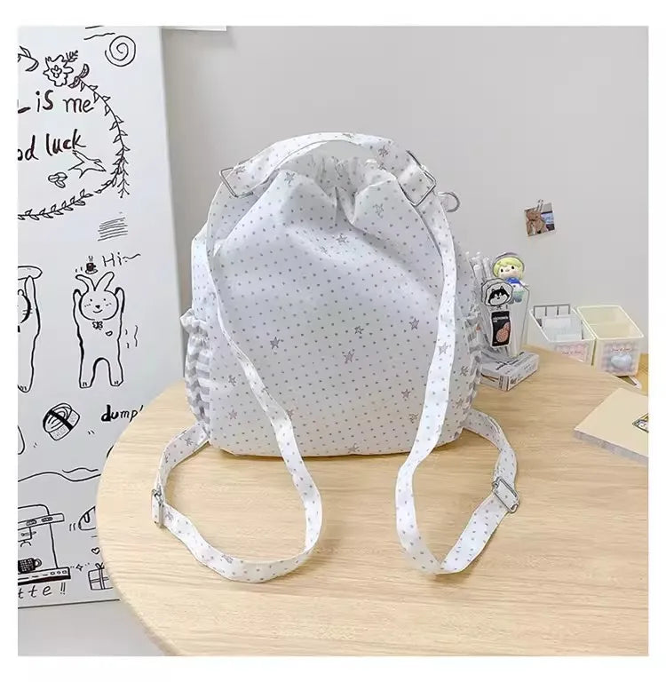 New Y2k Cute Ita Bag Girls Transparent Shoulder Bag Fashionable Large Capacity Polka Dot Canvas Tote Bag Casual Commuter Handbag