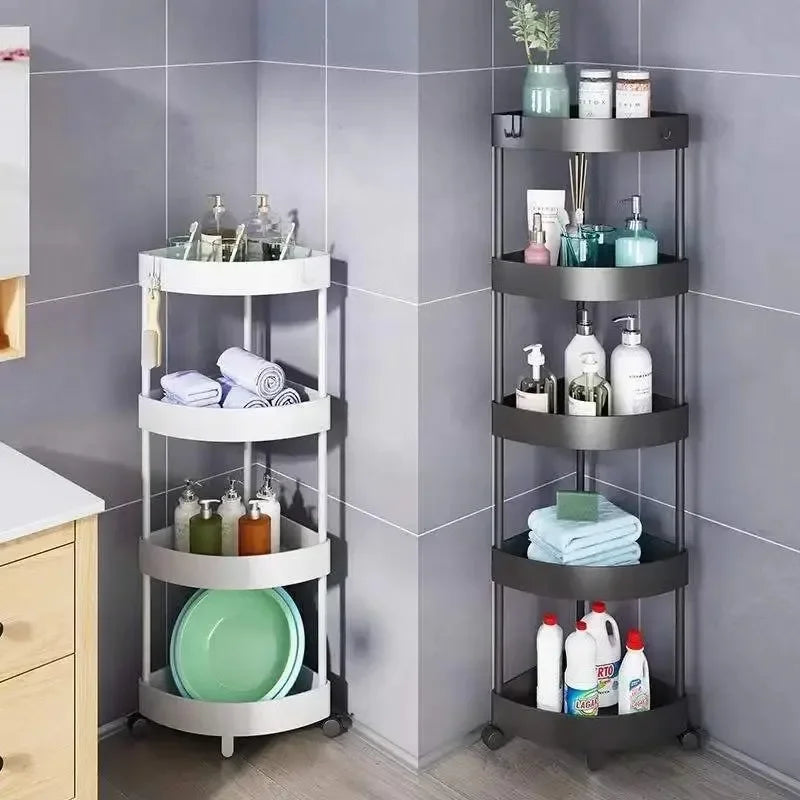 5-Tier Rolling Corner Storage Rack with Wheels