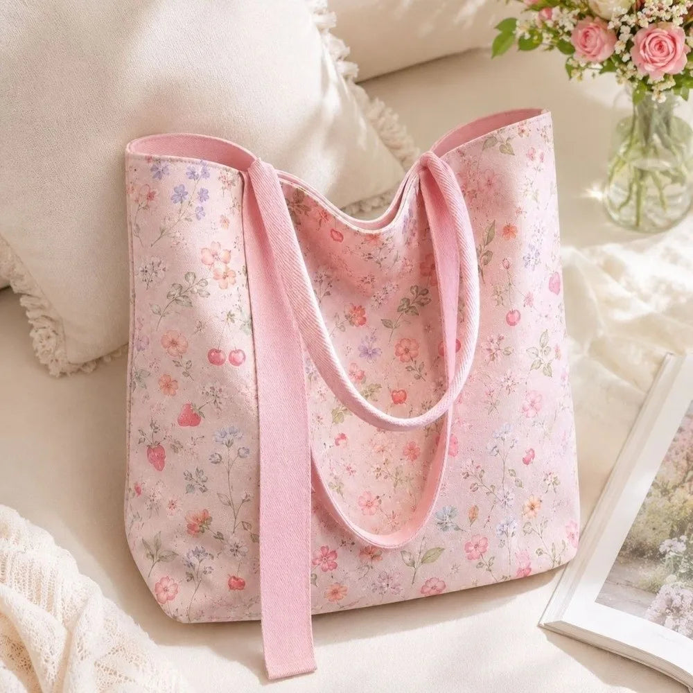 Floral Canvas Large Capacity Tote Bag