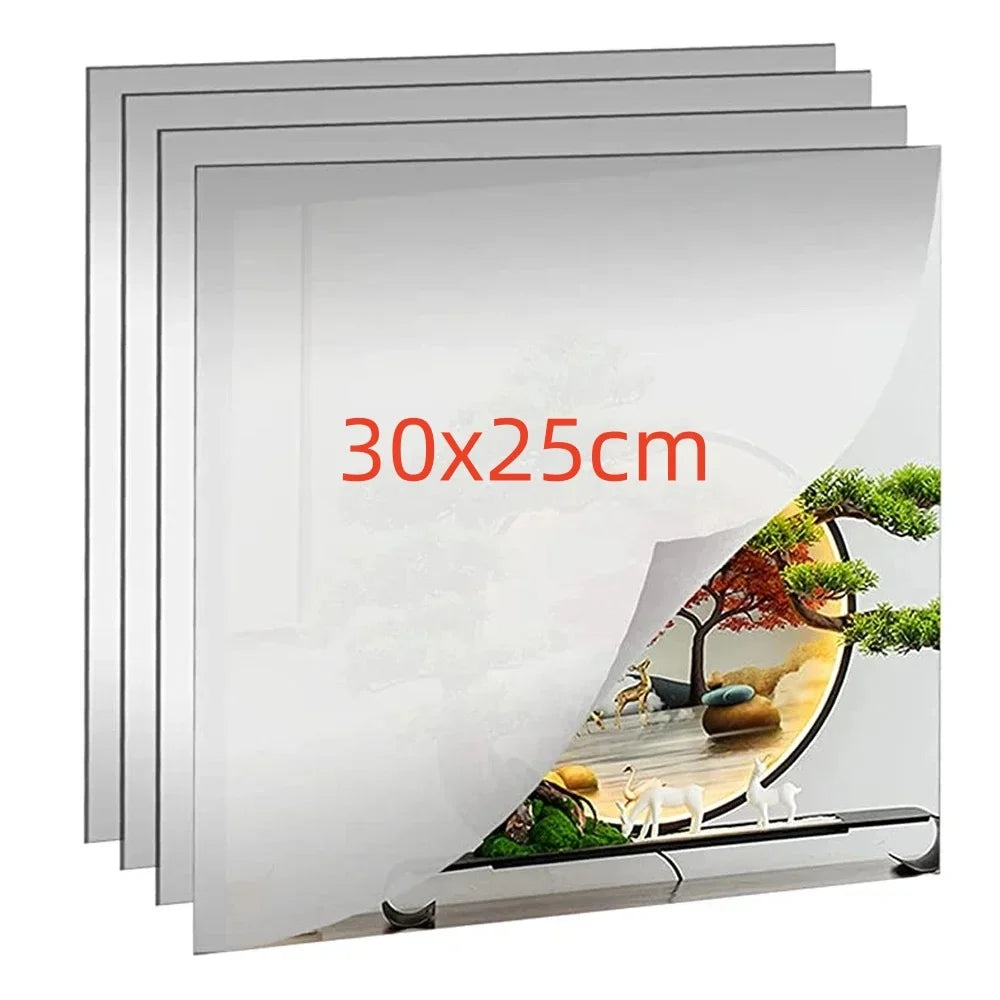 4/8PCS Rectangle Acrylic Mirror Stickers Flexible Mirror Stickers DIY Art Living Room Decoration For Door Wardrobe Home Decor