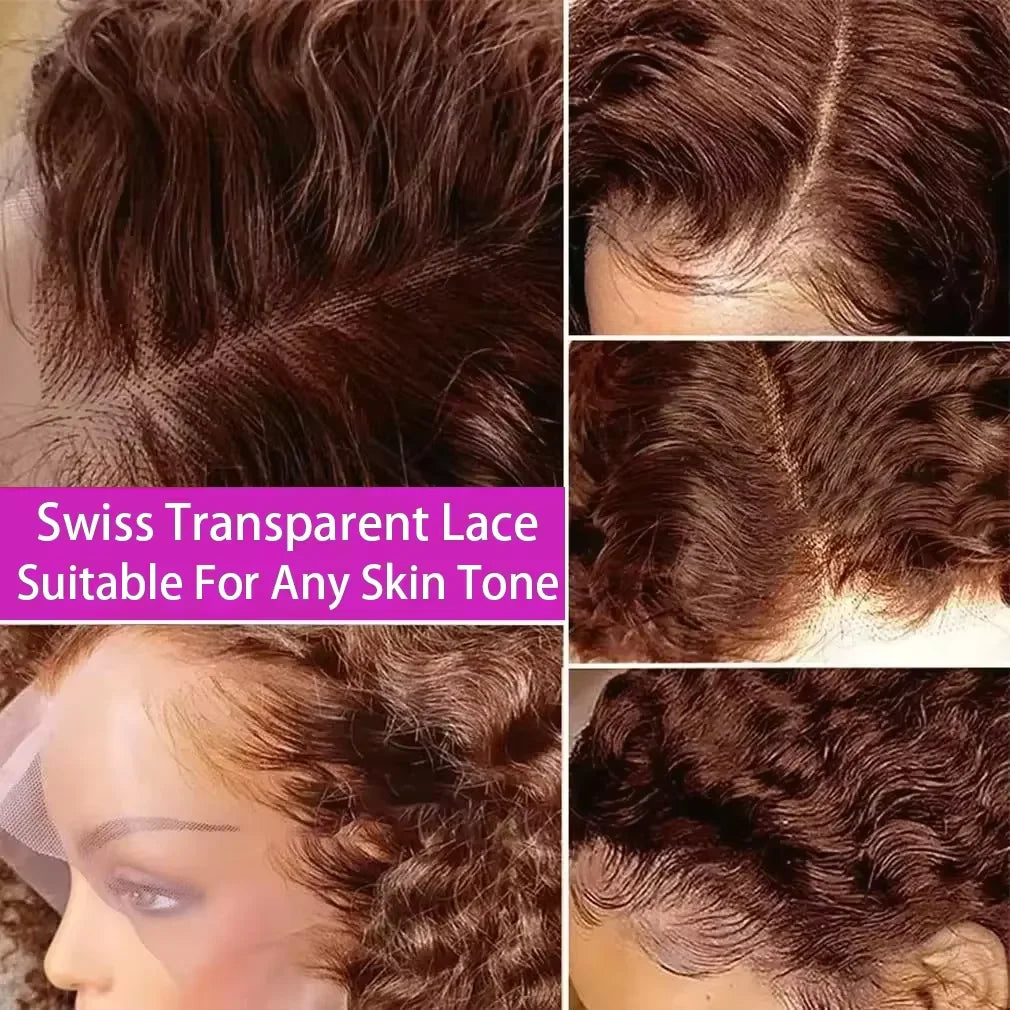 Brown Kinky Curly Short Bob Brazilian Human Hair Wig