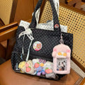 New Y2k Cute Ita Bag Girls Transparent Shoulder Bag Fashionable Large Capacity Polka Dot Canvas Tote Bag Casual Commuter Handbag