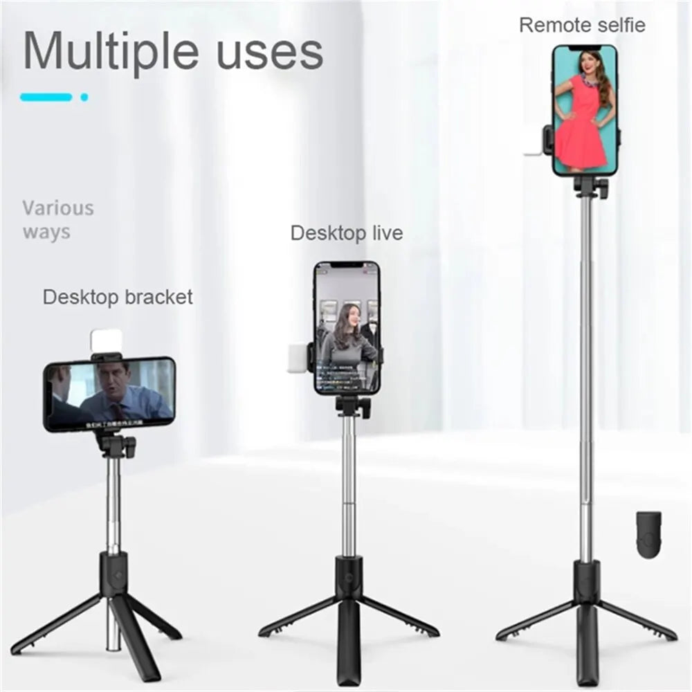 Bluetooth Selfie Stick Tripod with LED Fill Light and Remote