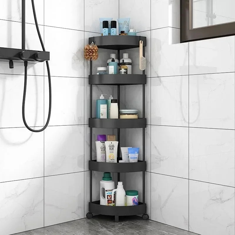 5-Tier Rolling Corner Storage Rack with Wheels