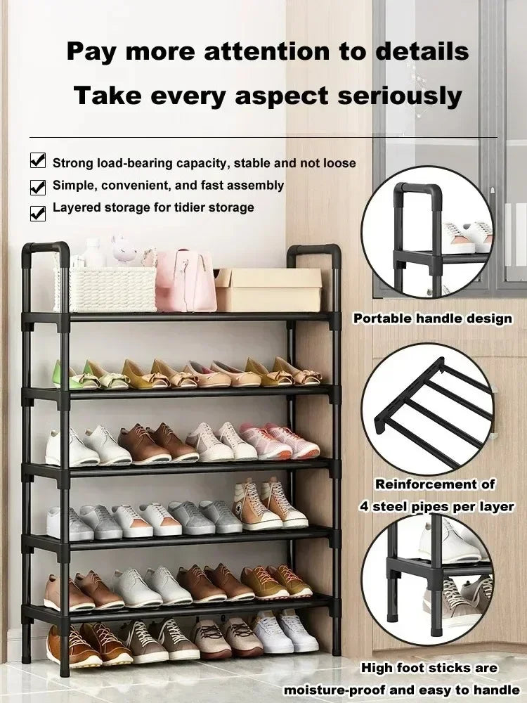 Multi-Layer Space-Saving Elevated Shoe Rack Storage Shelf