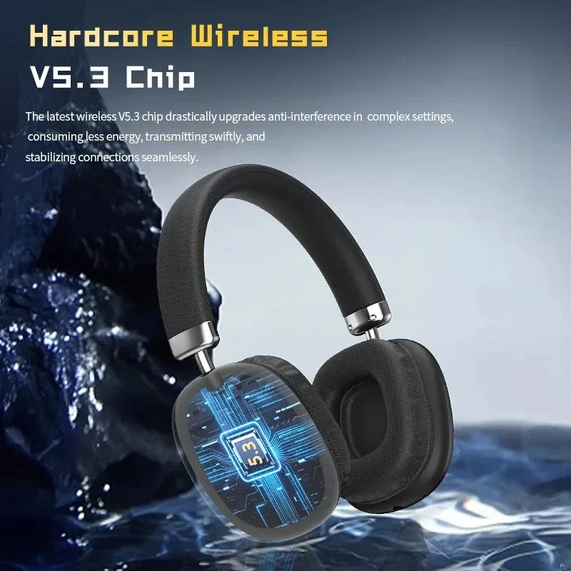 Wireless Over-Ear Fabric Headband Headphones with Noise Cancelling