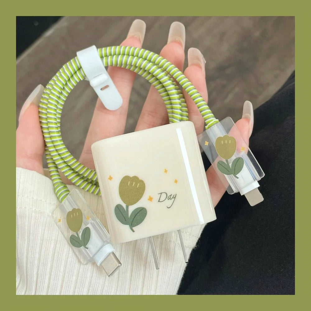 Cherry Flower 18W/20W Charger and Data Cable Protector Cover