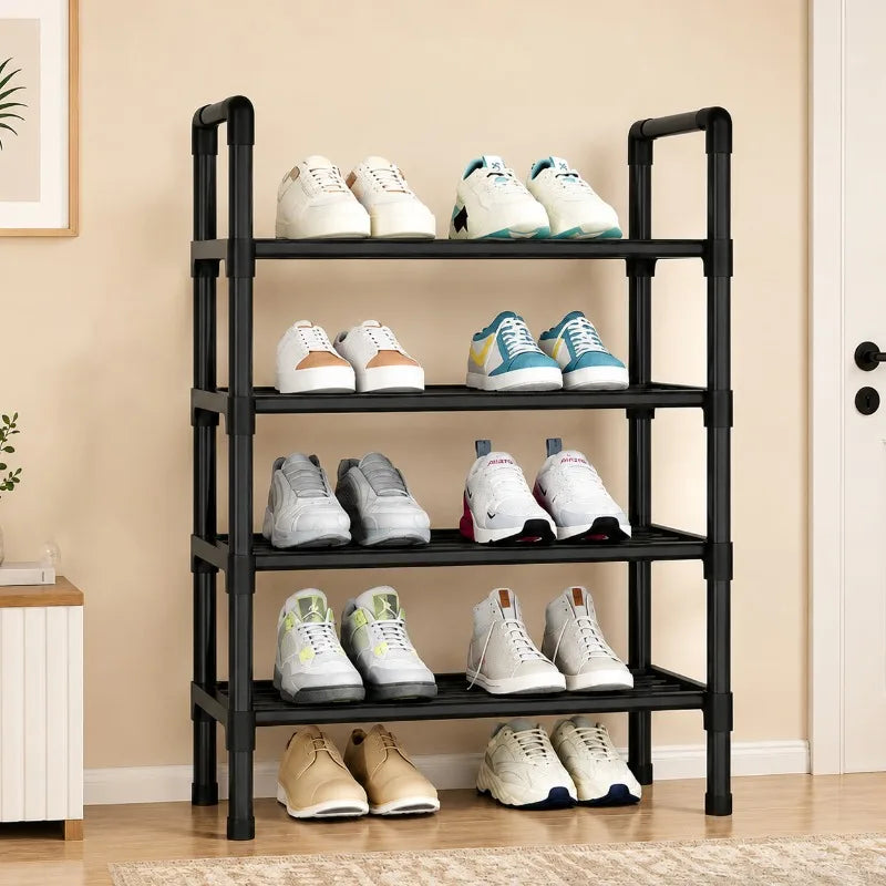 Multi-Layer Space-Saving Elevated Shoe Rack Storage Shelf