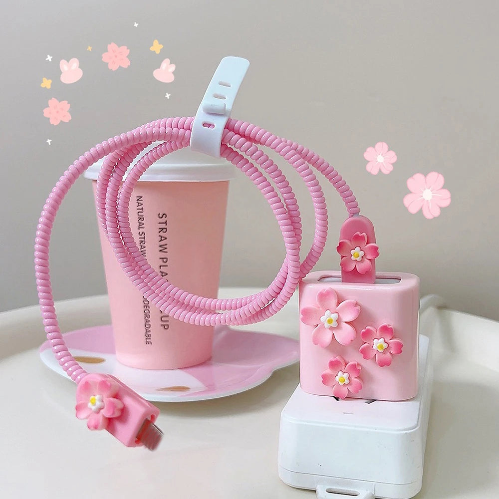 Cherry Flower 18W/20W Charger and Data Cable Protector Cover