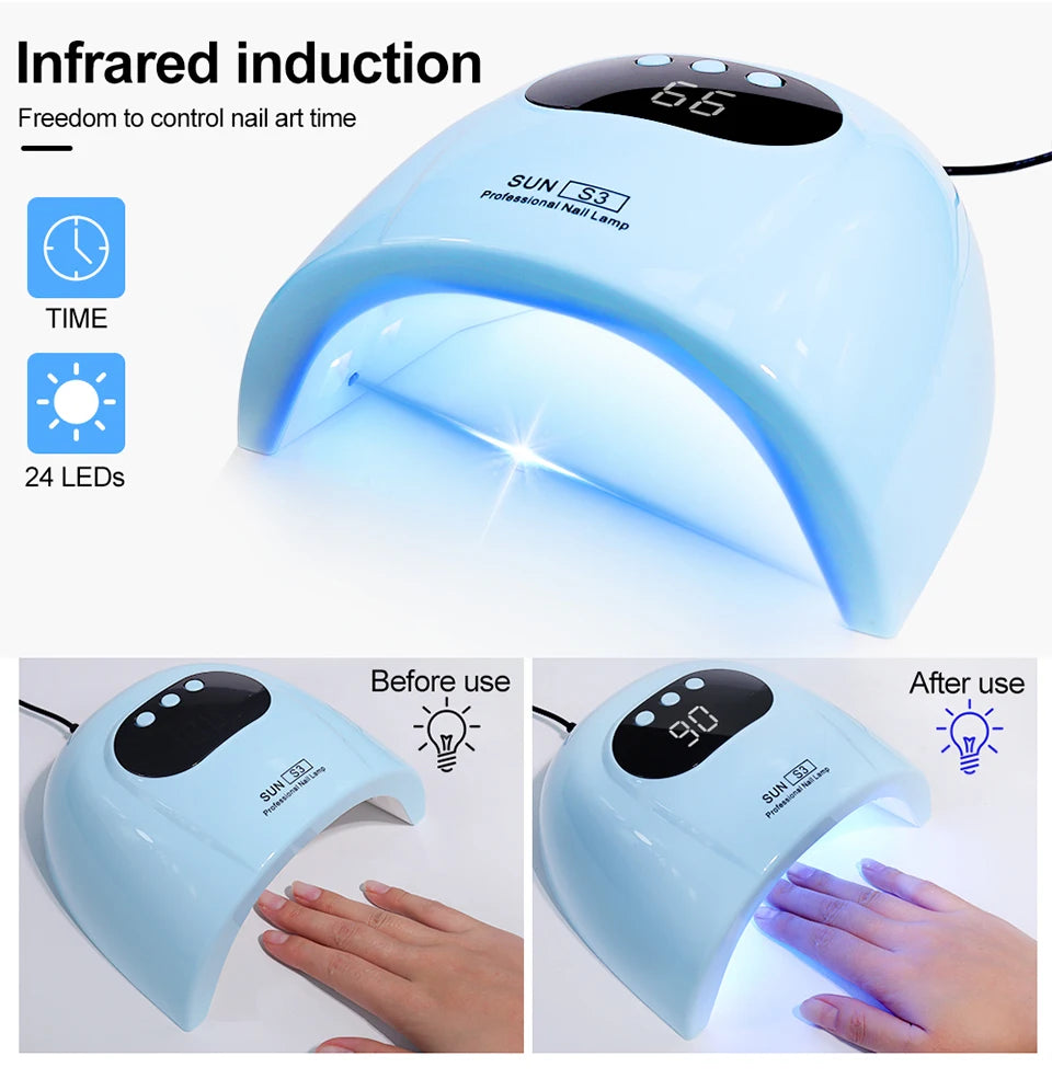 24/6 LED UV Lamp for Nails Gel Polish Drying With LED Display And Motion Sensing Professional Manicure Lamp Dryer Home Use Tool