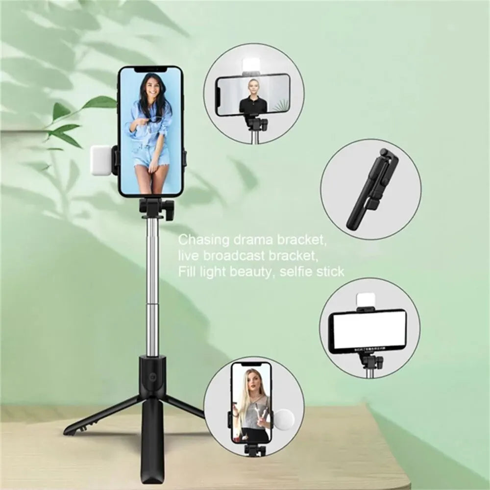 Portable Bluetooth Selfie Stick Tripod with Remote and Fill Light