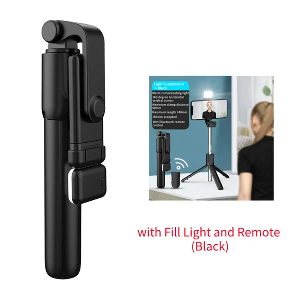 Portable Bluetooth Selfie Stick Tripod with Remote and Fill Light