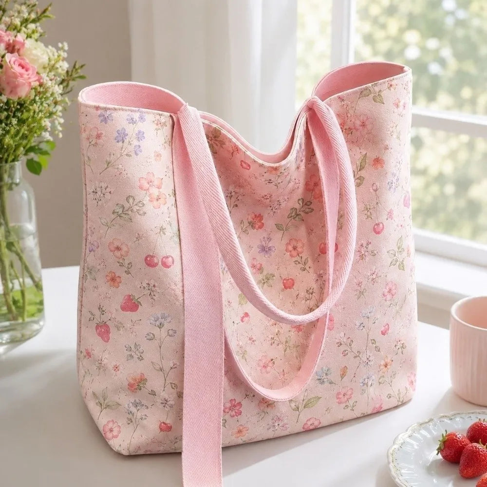 Floral Canvas Large Capacity Tote Bag
