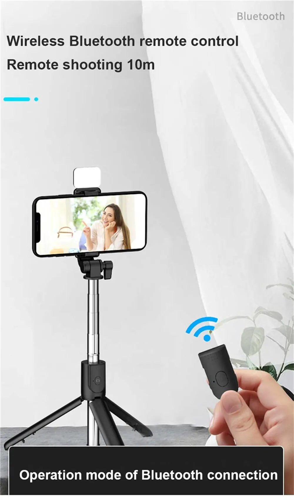 Bluetooth Selfie Stick Tripod with LED Fill Light and Remote