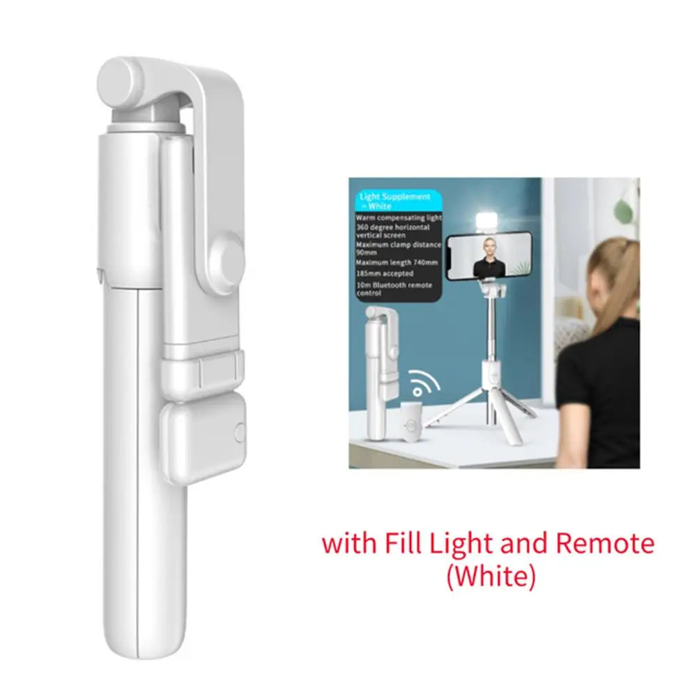Portable Bluetooth Selfie Stick Tripod with Remote and Fill Light