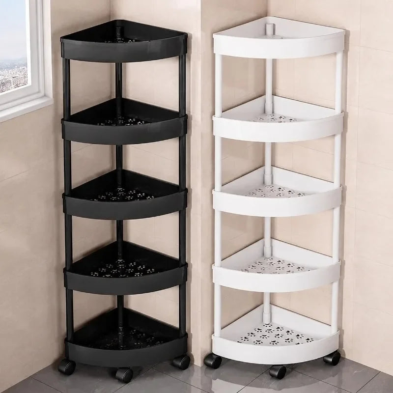 5-Tier Rolling Corner Storage Rack with Wheels