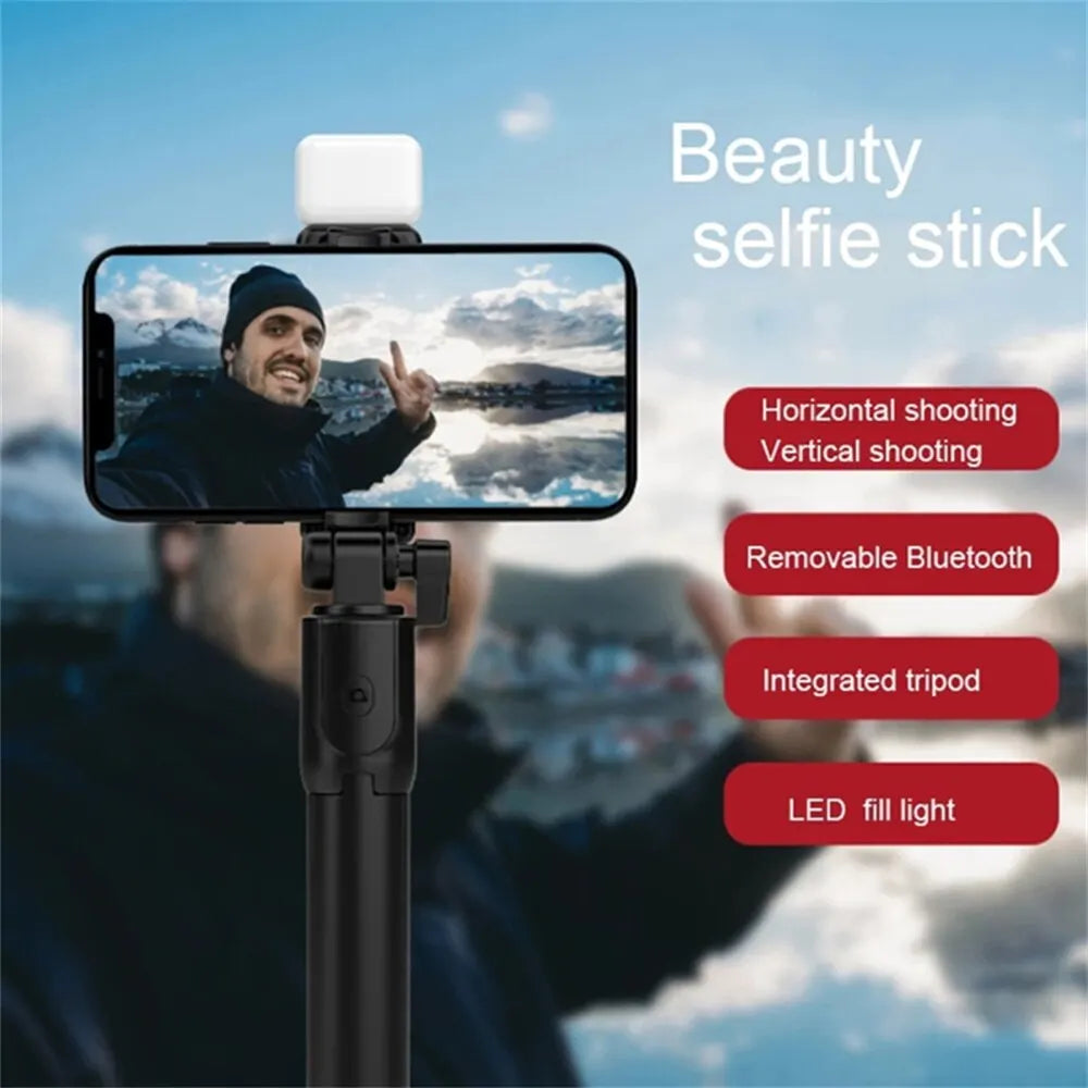 Portable Bluetooth Selfie Stick Tripod with Remote and Fill Light