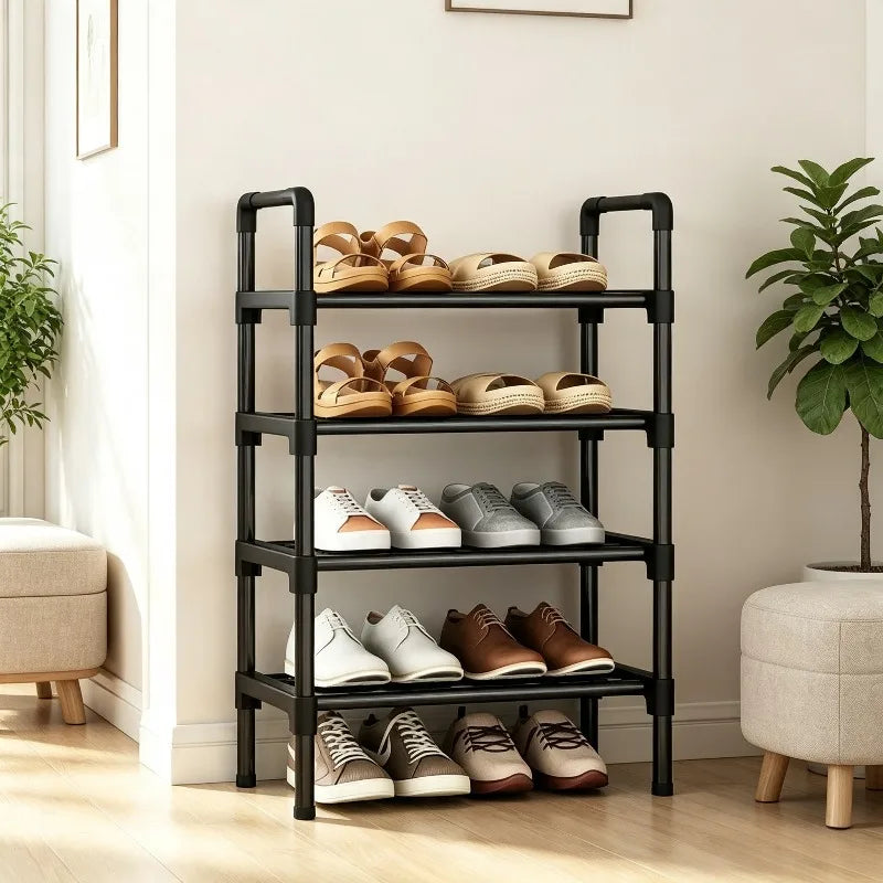 Multi-Layer Space-Saving Elevated Shoe Rack Storage Shelf